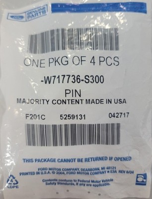 NEW OEM FORD Special Absorber (Moulding) Pin Clip (W717736-S300)-Pkg of 4
