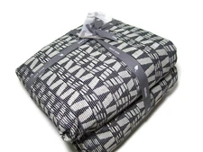 West Elm Gray Black Angled Geo Shape Pattern Cotton Full Queen Duvet Cover New