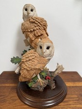 Rare Large 10" Country Artists Barn Owl Pair Oak & Ivy CA604 1993 Exc Con