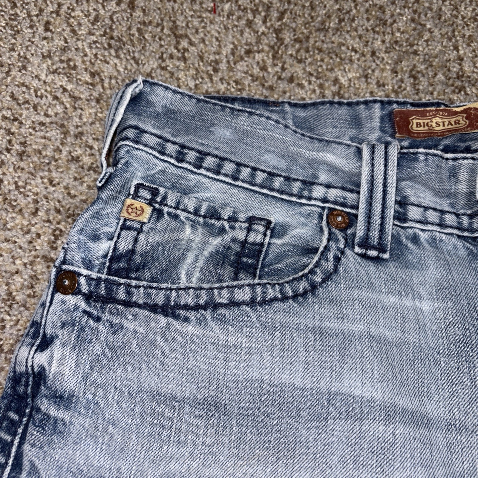 Big Star Pioneer Boot Cutoff Jean Shorts Men’s 33x22 Distressed Read Description - View 4