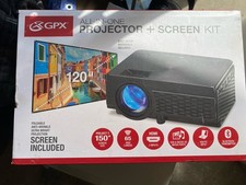 GPX All-in-One Projector Screen bundleUltra Bright Bluetooth in Outdoor 120