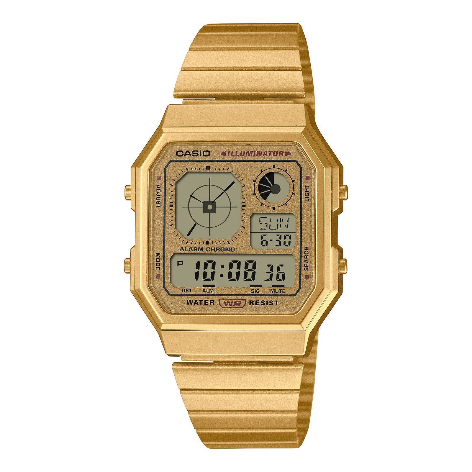 Unisex Wristwatch CASIO A-130WEG-9AEF Stainless Steel Golden Chrono Timer Alarm