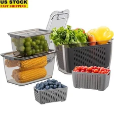 Fresh Storage Containers W/ Ventilation System Fruits Vegetables Drainage Basket