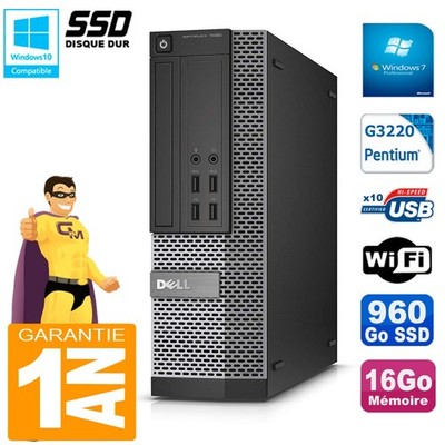 PC DELL 7020 SFF Intel G3220 RAM 16GB Festplatte 960GB SSD DVD-Brenner Wifi W7