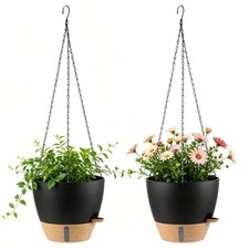 2er Set Blumentopf H&auml;ngend Blumenampel Innen Au&szlig;en H&auml;ngetopf mit Drainage 25,2cm