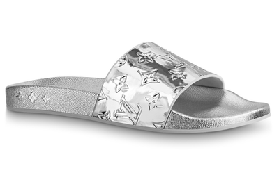 LOUIS VUITTONウォーターフロントミュール Louis Vuitton Waterfront Mule Chrome Mirror Silver LV Slide Sandal