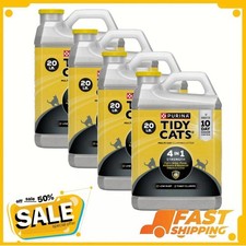 4 Pack Purina Tidy Cats 4-In-1 Strength Clumping Cat Litter, Floral Scent, 20 lb