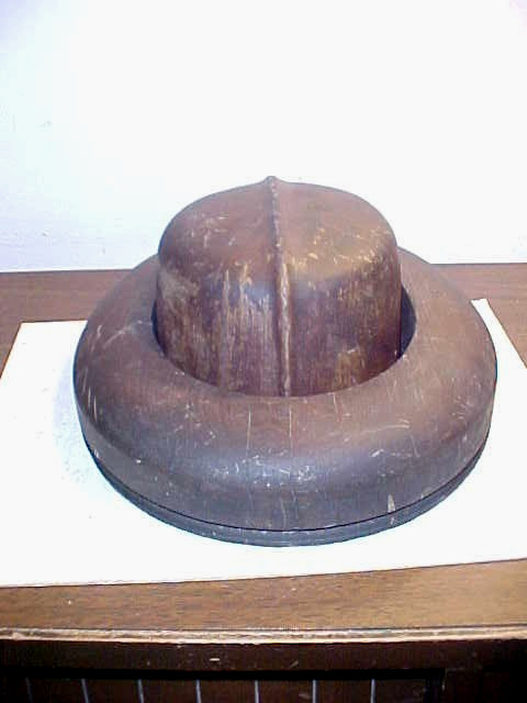 Vintage 2 Piece Heavy Wood Hat Mold