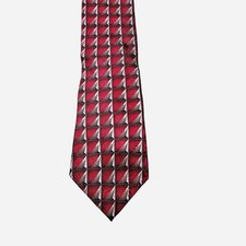 Men's Strafford Silk Tie Red Geometric Pattern Made In USA