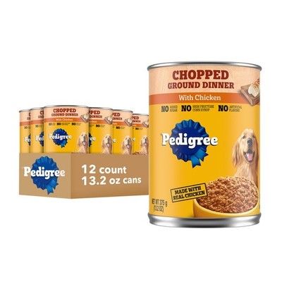 Chopped Ground Dinner Adult Soft Wet Dog Food with Chicken 13.2 oz Cans 12 Count