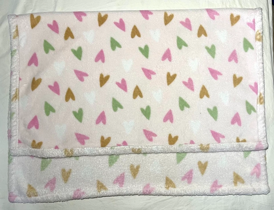 Messages From The Heart Light Pink Baby Blanket Soft Fleece Green Brown White - Image 2 of 4