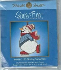 Snow Fun Skating Snowman Counted Glass Bead Kit Mill Hill