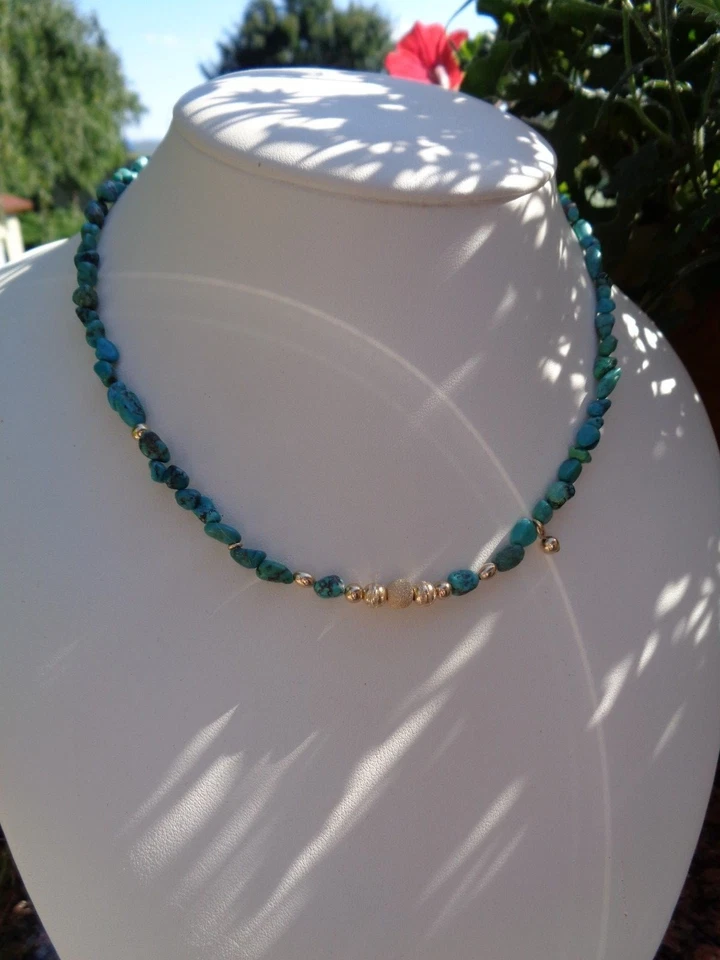 Türkis Kette, in Gold Filled, edles Design - Bild 3 von 4