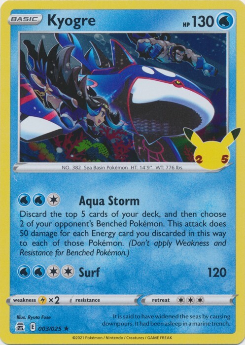 Holo Kyogre 003/025 Rare Celebrations Pokemon TCG