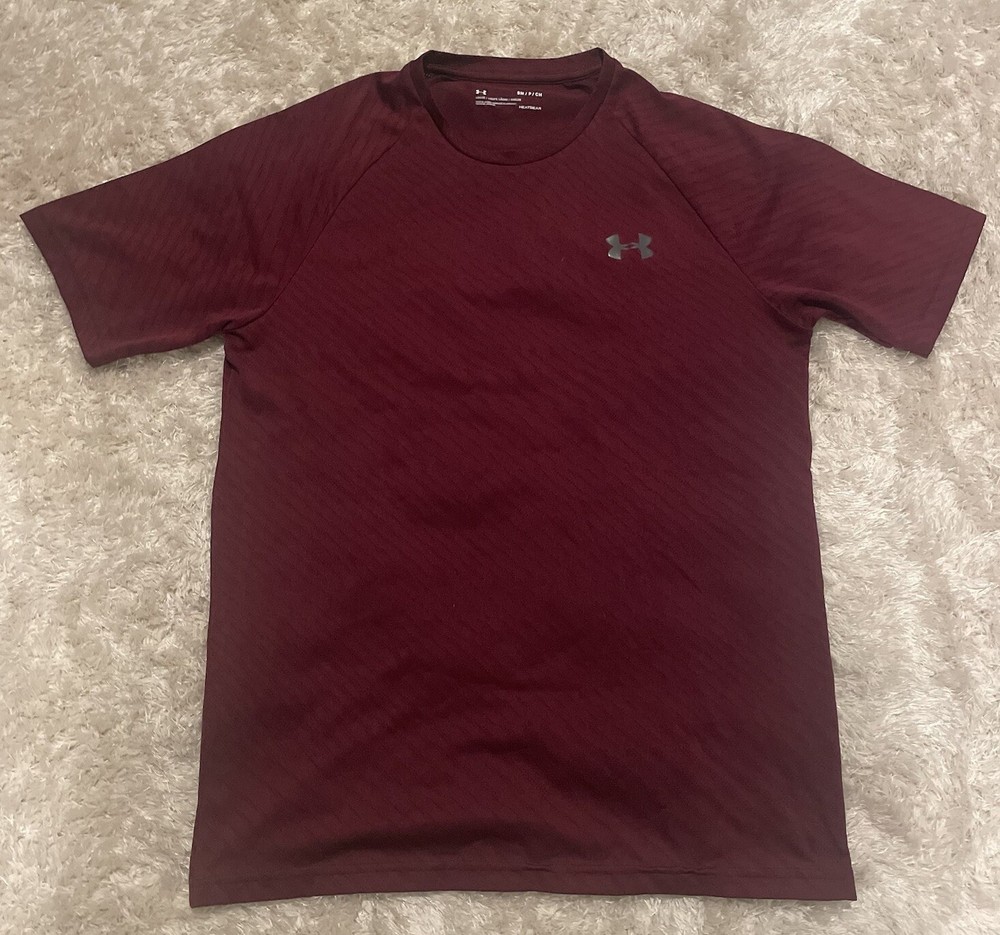 UNDER ARMOUR Men’s Burgundy Lightweight Loose Heatgear T-Shirt Size Small