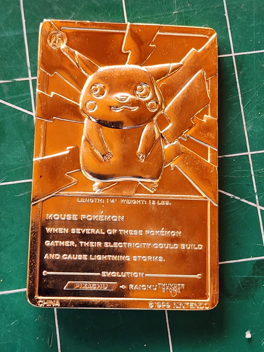 Vintage Pokemon 23k Gold Plated PIKACHU Card 1999 Nintendo Burger