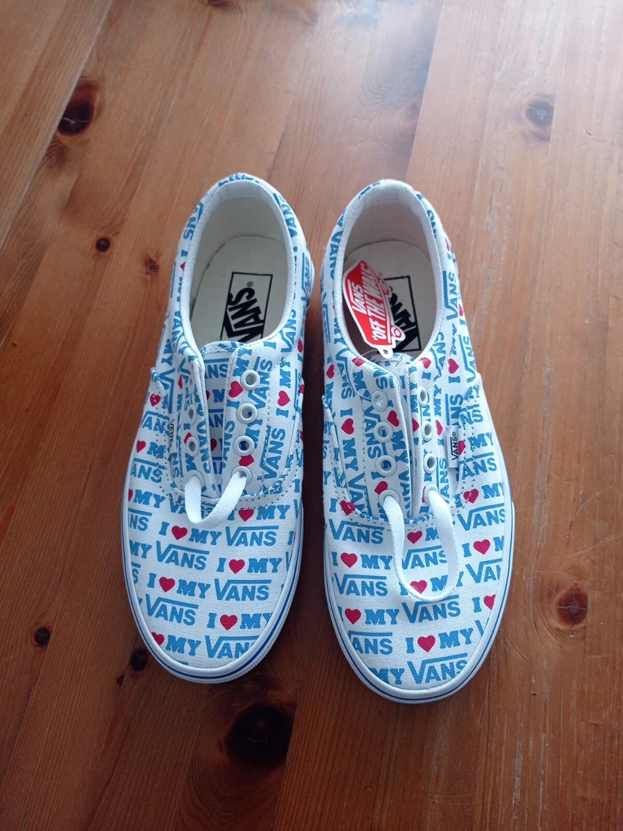 Vans Canvas Sneakers Trainers I Love Heart Vans Lace Up UK Skate Shoes NEW