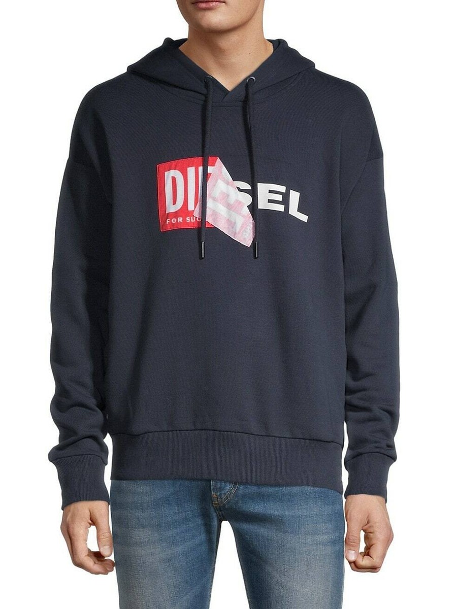 スウェット・トレーナー DIESEL HOODED COTTON SWEATSHIRT WITH LOGO PATCH Diesel Distressed Patch Logo Hoodie Sweaters | eBay