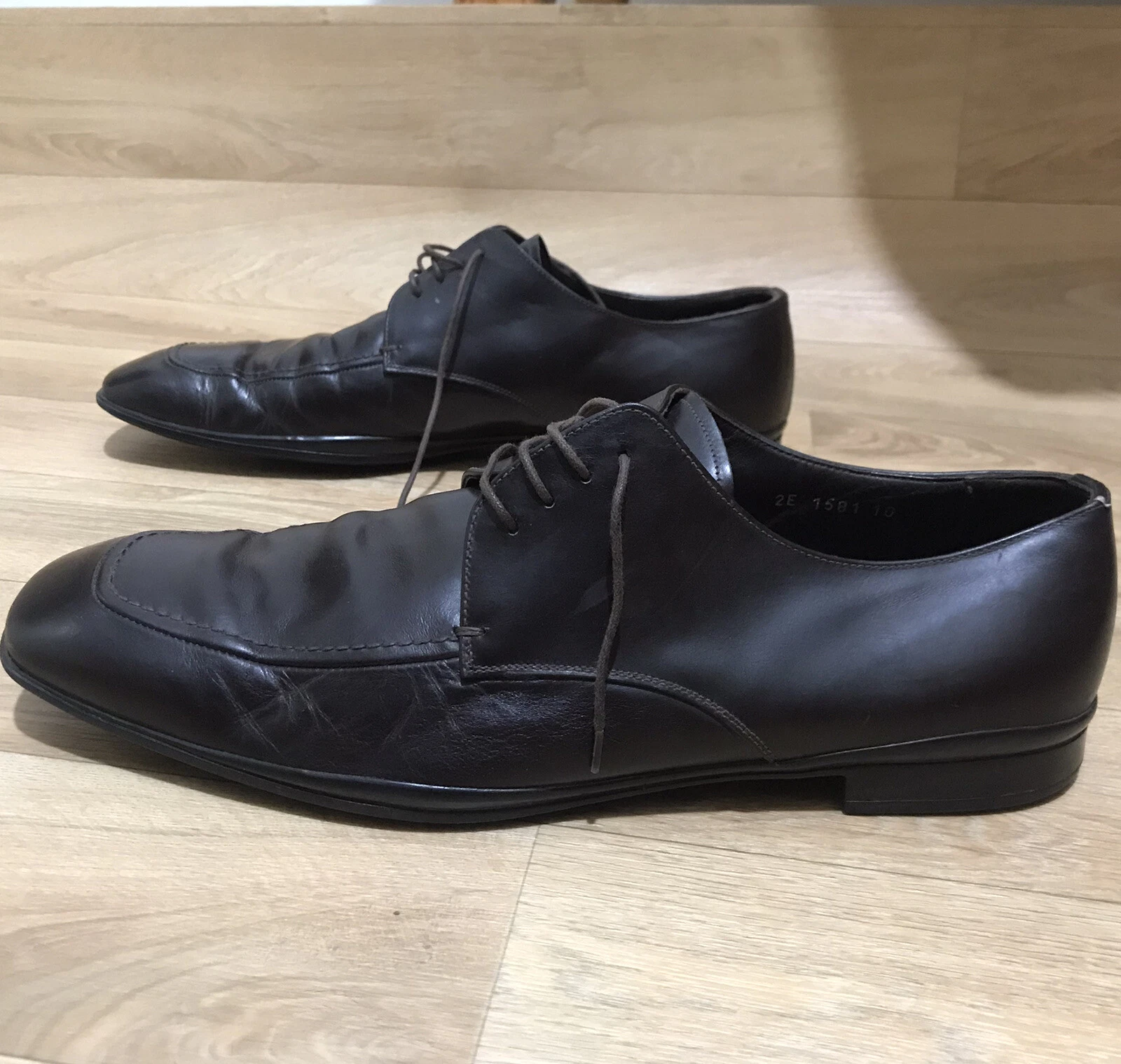 Prada scarpe eleganti uomo pelle stringate modello 2E1581 Oxford MARRONE taglia 10UK 11us