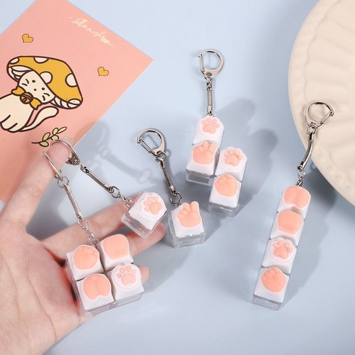 Cat Paws Keycap Keychain Soft Decompression Button Toys Keyboard Tapping