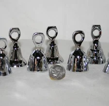 Solid CHROME BELL 12 Piece SET Assorted 1 3/4 Inch Tall Made In India NEW