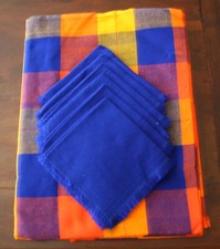 Mexican Party Round Tablecloth for Cinco de Mayo Fiesta with 6 Napkins
