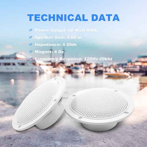 Kit Sistema Audio Marino Radio Nave Ricevitore Stereo Bluetooth + Altoparlanti 4" 120W - Foto 9 di 12