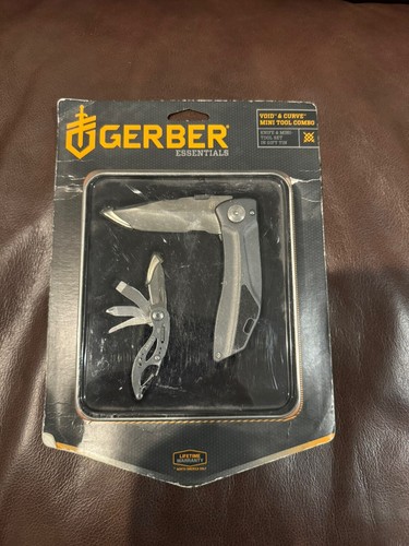 Gerber Curve Gray Micro Clip-N-Go Multi-Tool & Void 3” Folding Pocket Knife Gift - Picture 2 of 8