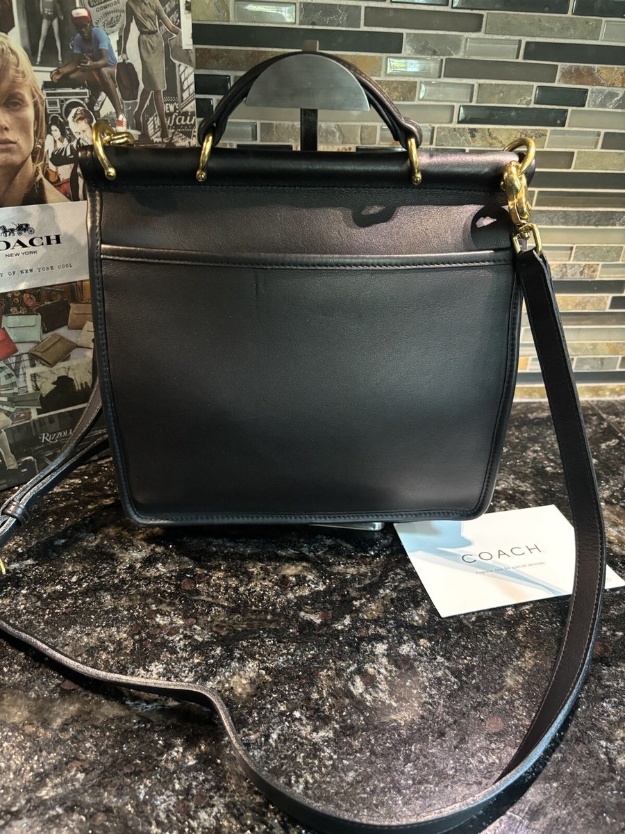 Vintage Coach Willis Top Handle Glovetanned Leather Black Brass