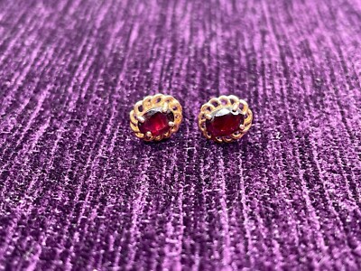 PAAR OHRRINGE OHRRINGE 9 KARAT GELBGOLD 1,5 G OHRSTECKER STIL GRANAT SET VINTAGE
