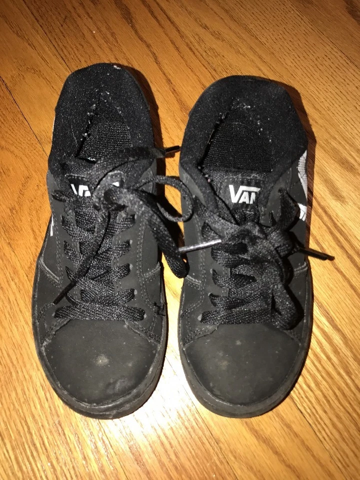 VANS Negro Viuda Cuero Monopatín Baloncesto Tenis Niños Niña Zapatos Talla 1.5 # Foto 4 de 4