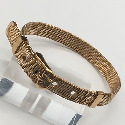 Rustic Cuff Rose Gold Tone Mini Mesh Buckle Bracelet 7.25''