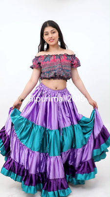 フラダンス Belly dance skirt 25 yard Satin Gypsy Skirt 25 Yard Skirt/32 Yard Skirt Tribal Belly Dance
