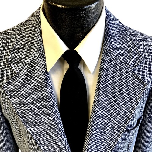 Vtg 70s Sir Walter Blue Sport Coat Mod TEXTURED Jacket Disco 3D Geometric Blazer - Picture 2 of 8