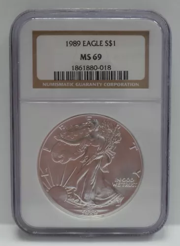 1989 American Silver Eagle $1 Dollar 1 oz. Coin NGC MS69 Graded Uncirculated