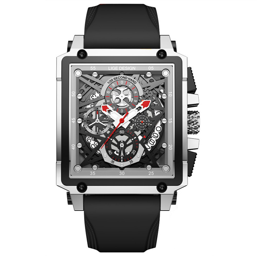 LIGE Men's Chronograph Sport Watch with Soft Silicone Band
