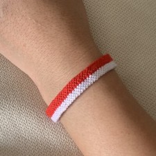 Handmade Soft Cotton Cord Stripes Bracelet Lobster Clasp Design Polish Flag
