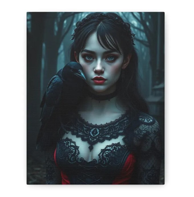 Wall Art for Fantasy Home Decor Lovers. Art Title: Raven Night Queen