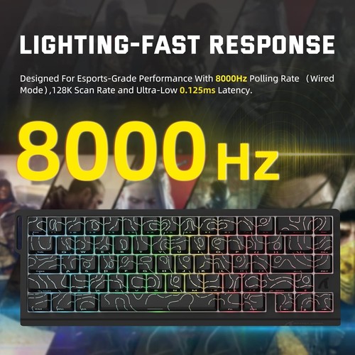ATTACK SHARK X68PRO Tri-Mode Rapid Trigger Wireless Keyboard, 0.01mm RT 8KHz - Picture 5 of 42