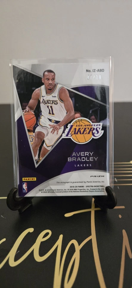 2019-20 Spectra In the Zone Autograph Lakers Avery Bradley Gold /10 Lakers - Image 2 of 2