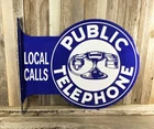 Public Telephone Large Flange Metal Tin Sign Vintage Garage Man Cave New