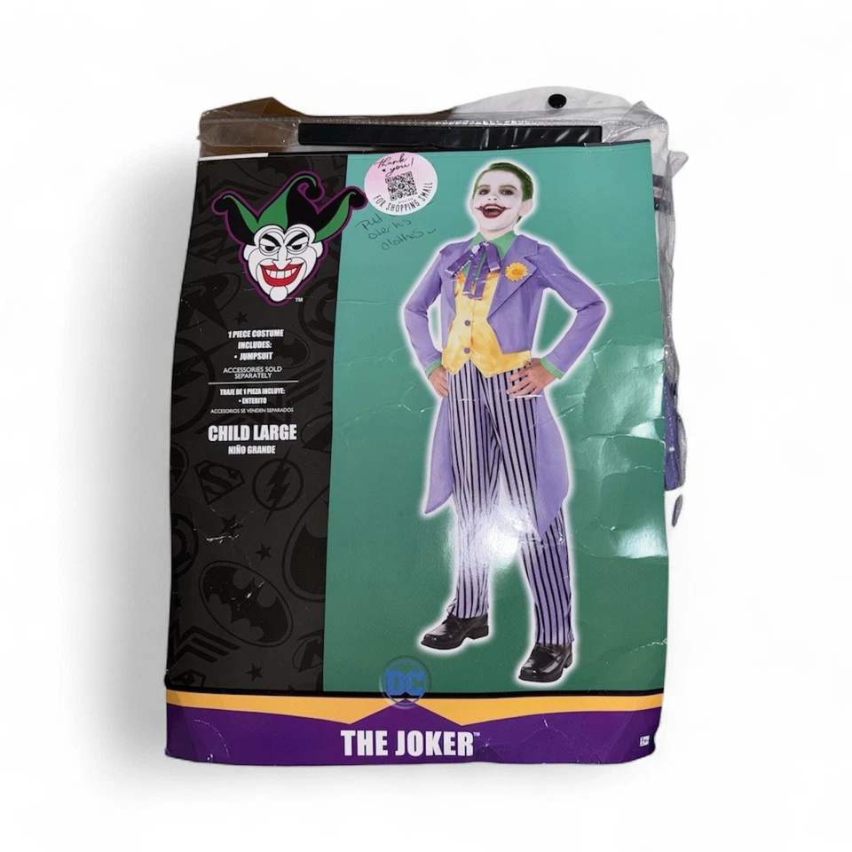 儿童小丑服装 - 紫色和黄色前爱儿童大号 — 第 2/2 张图片