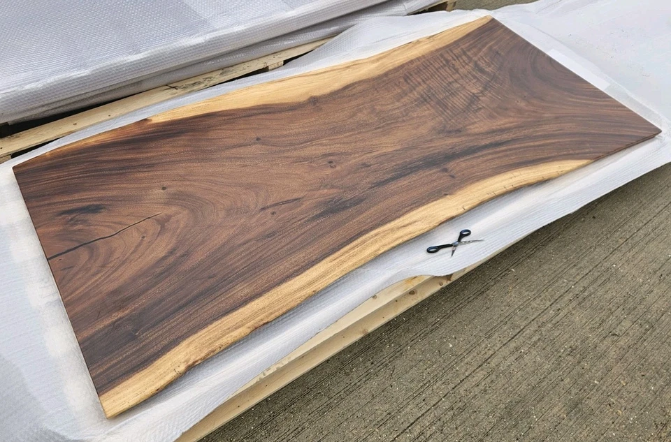 One Entire Slab Live-edge Walnut Dining Table 210x86cm with Metal Legs - Image 2 of 4