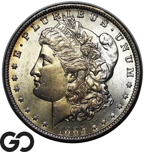 1885-O Morgan Silver Dollar, Stunning Reverse Color, Solid Gem BU++
