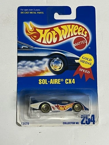 VTG Hot Wheels Sol-Aire CX4 Blue Card Series #254 Blue/White Gold Medal Speed