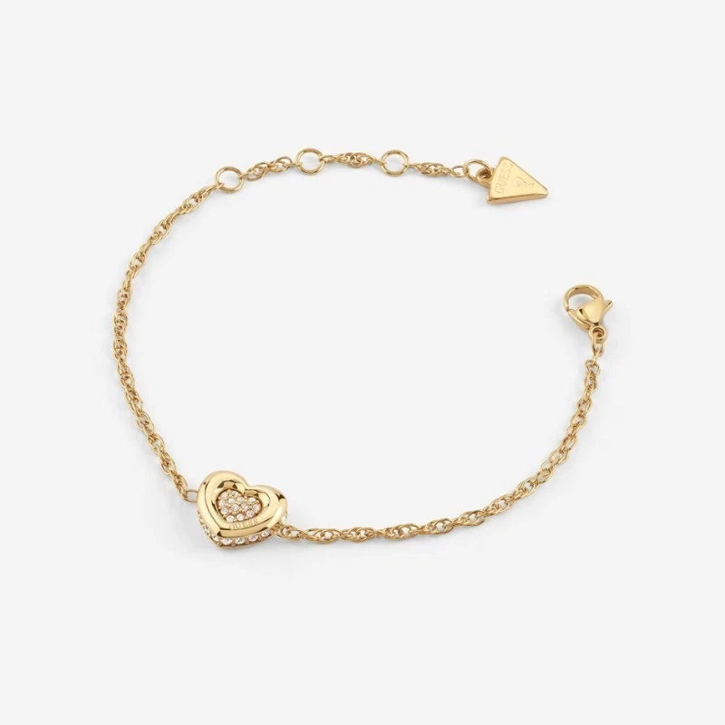 GUESS Bracciale Donna Collezione Daktari – Acciaio Placcato Oro Con Tigre – Chiusura A Moschettone – Taglia S