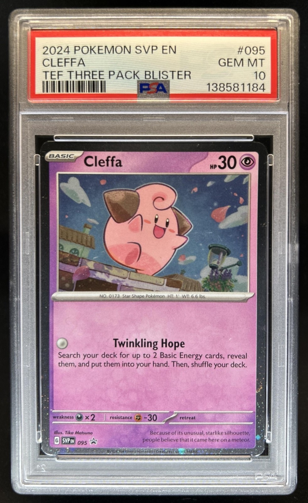 2023-25 Pokemon SV Black Star Promos Cleffa 2023 #095 PSA 10 GEM MINT