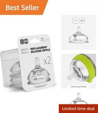 Safe Silicone Replacement Nipples with Anti-Colic Vents - 2 Pack for 6