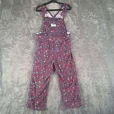 OshKosh Bgosh Kids 3T Floral Corduroy Overalls Navy Red Cottagecore Aesthetic