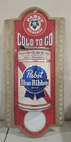 Vintage 1965 Pabst Blue Ribbon Beer Plastic Indoor Wall Sign 15.5" x 7" Rare